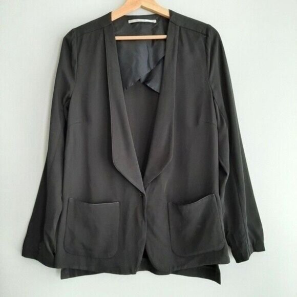 TRULY Denmark Venetta Unstructured Light BlazerJacket Black Sz M - Picture 2 of 9